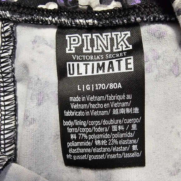 PINK Victoria Secret Leggings Pants 7/8 High Waist Black White Floral Ultimate - Picture 11 of 12